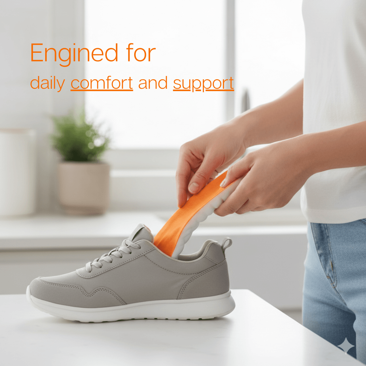 Orthopedic insoles for tired feet designed for daily comfort and support in casual shoes